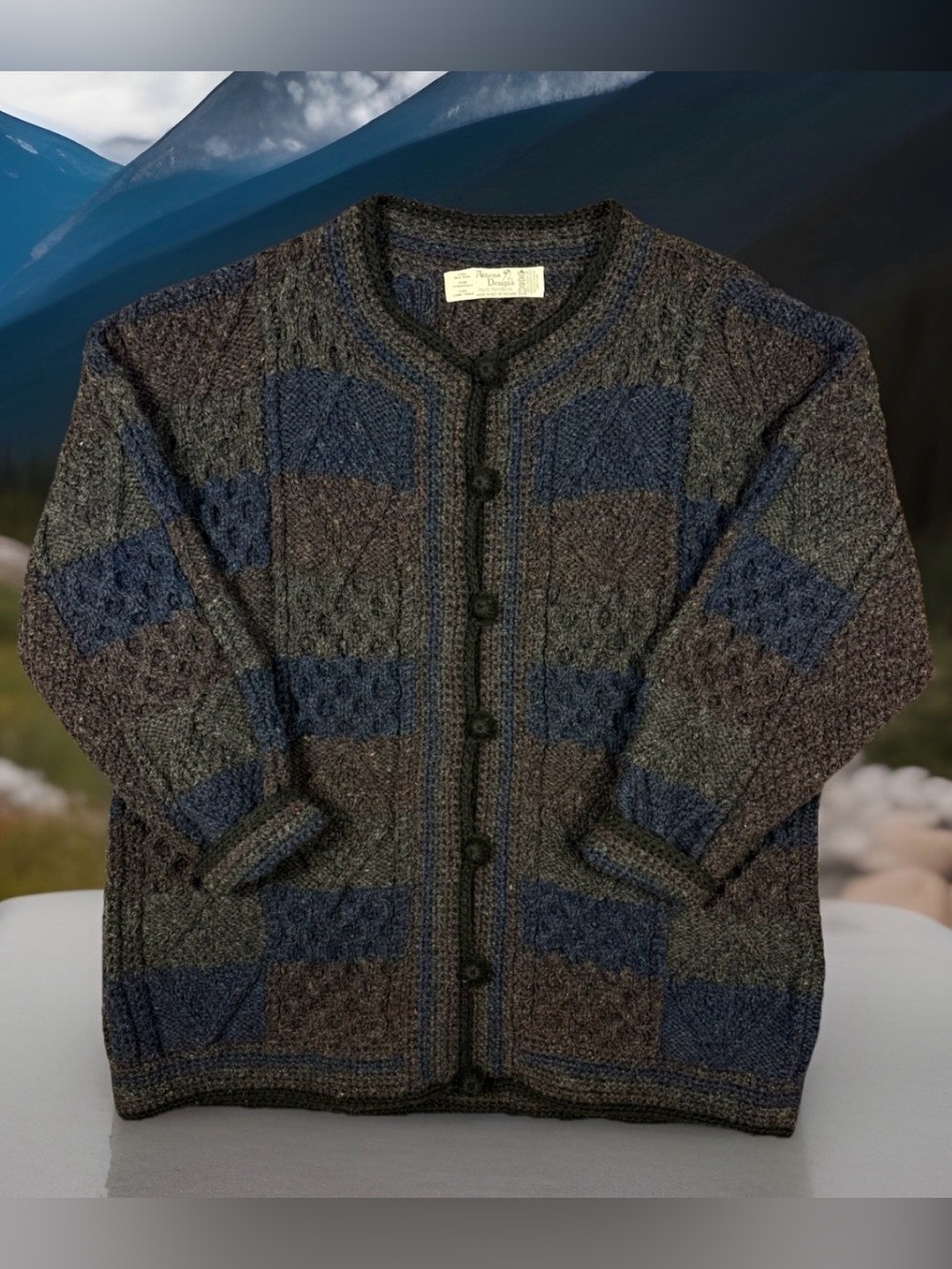 Athena Designs Womens Irish Handknit Cardigan Sweater UK 16 - 18 L - XL